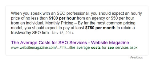 Average Cost Of Seo Services