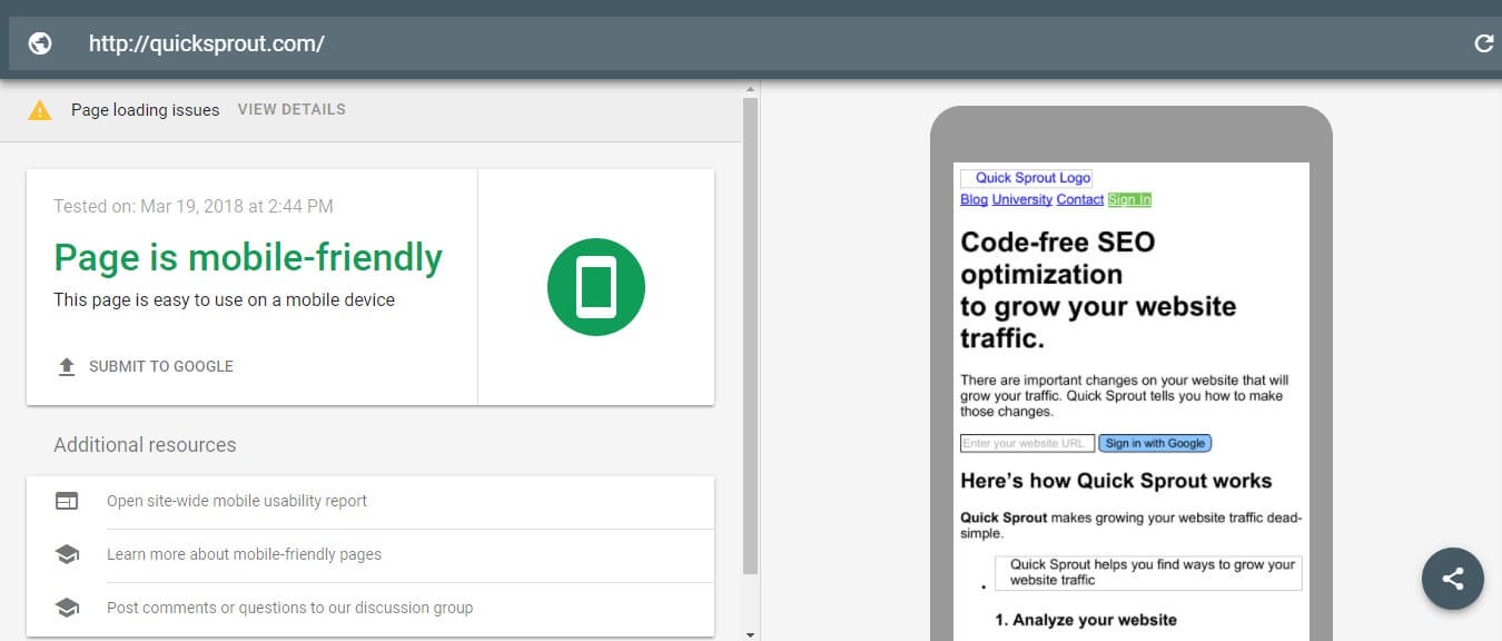 Google Mobile Friendly Test