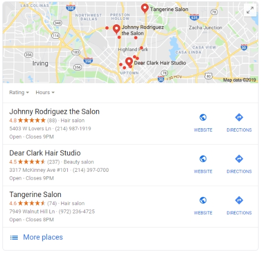 Google Map Pack Examples