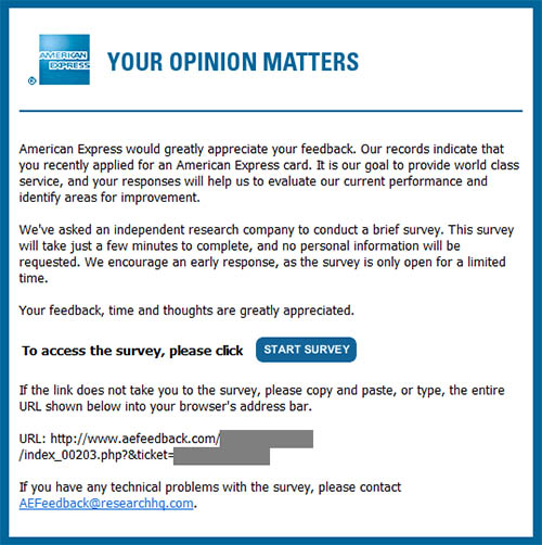 Amex Feedback Survey